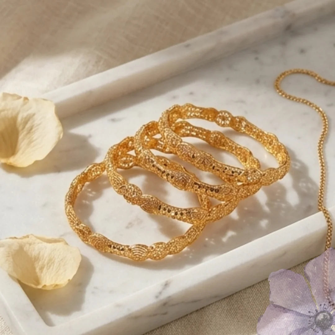Gold Plated Bangles 4 Pcs | CODE GP-03