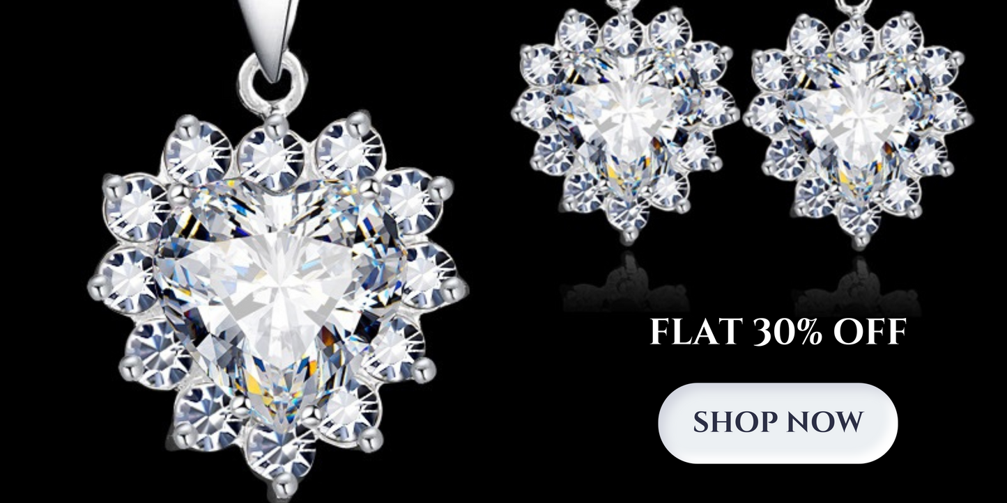 Moissanite Diamond S925 jewelery Set for women Heart Pendent Necklace and Earrings