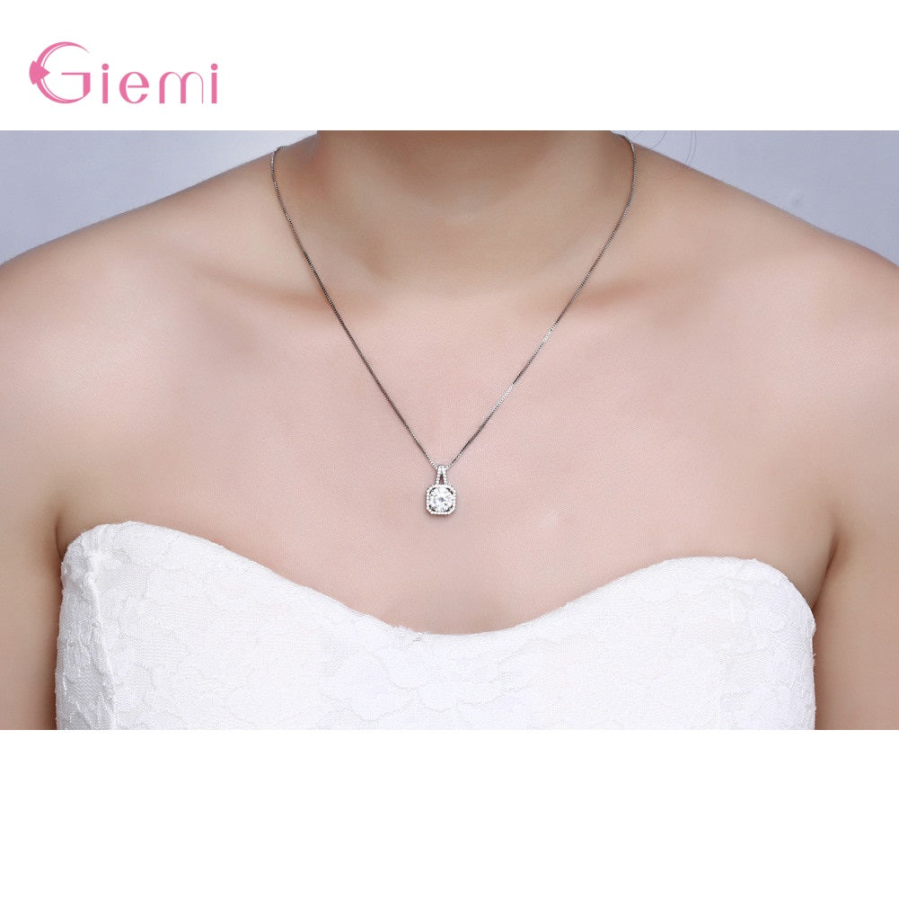 Moissanite Diamond S925 jewelry Set for Women Pendant Necklace and Earrings with FREE GIFT BOX