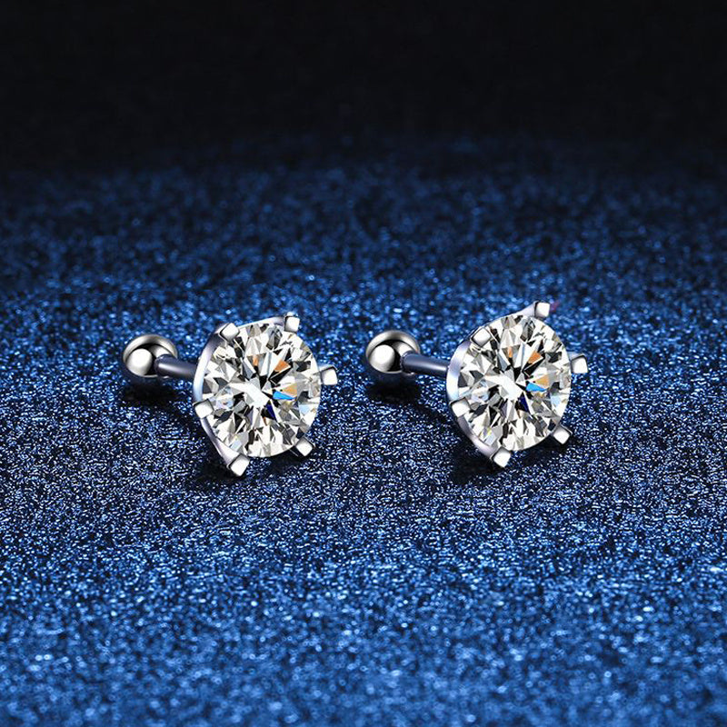 Moissanite Diamond S925 Ear Stud Earrings for Women – Sparkling Fine Handcrafted Silver Jewelry