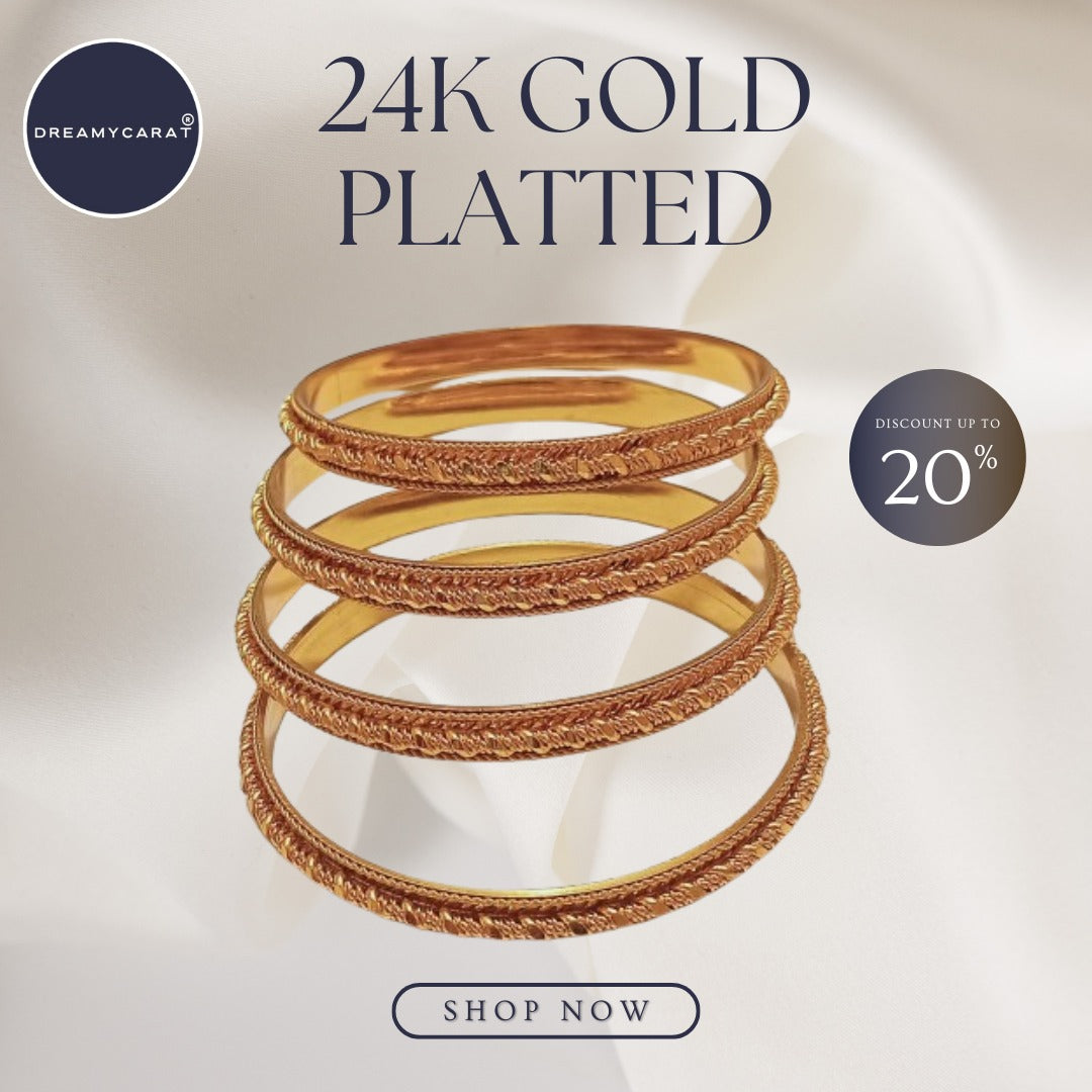 Gold Plated Bangles 4 Pcs | CODE GP-01