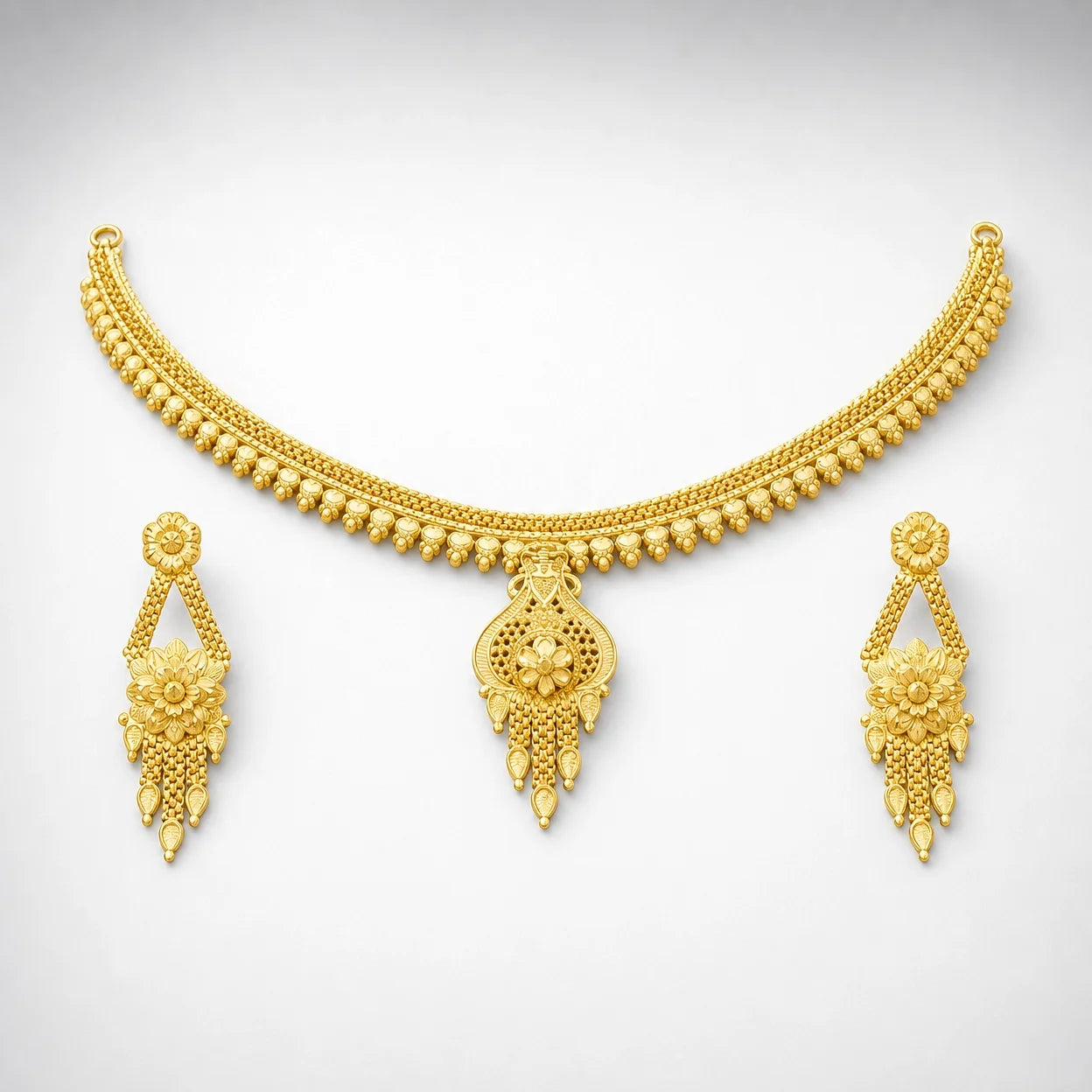 Gold Platted Necklace Set | Necklace + Earring | NS-10