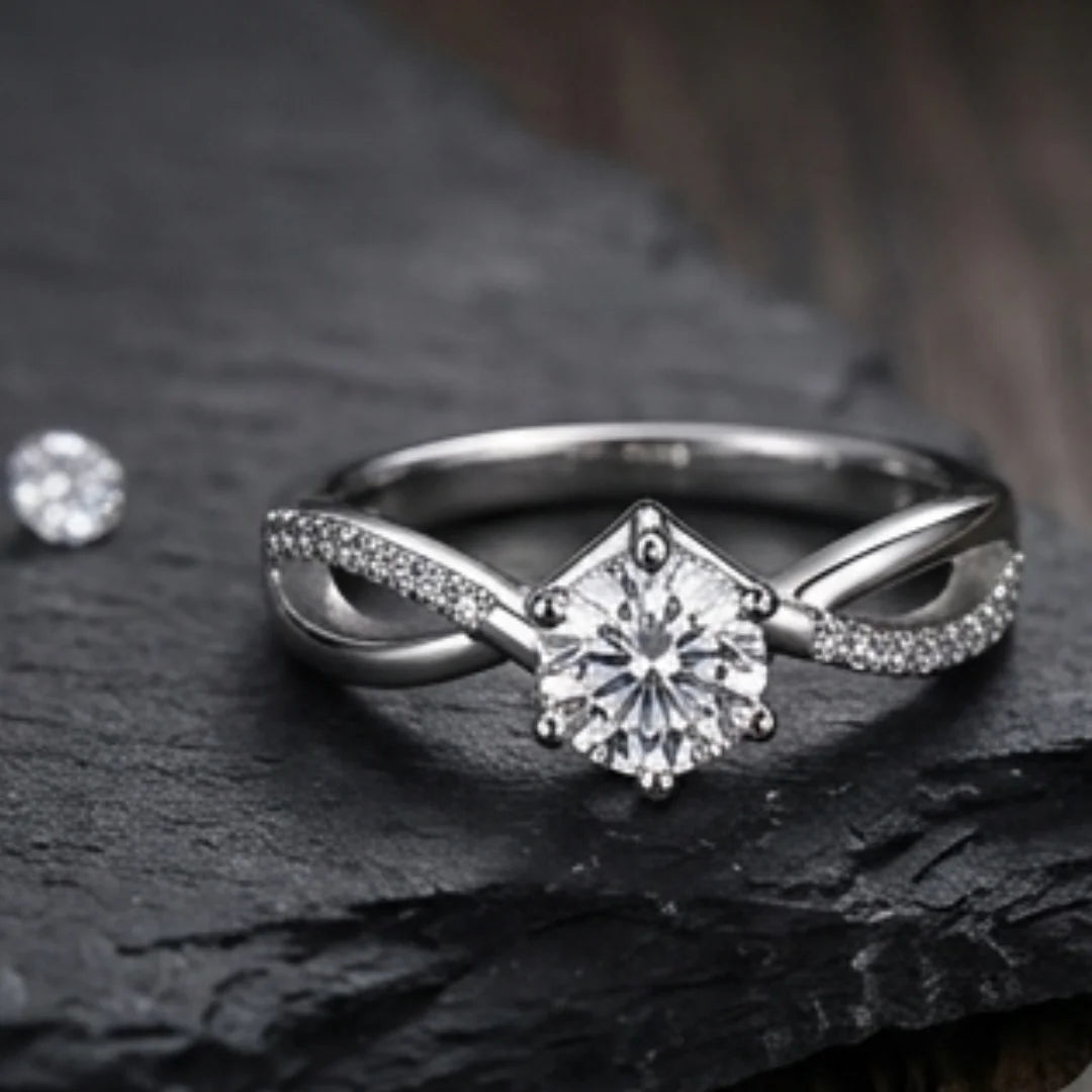 VVS1 Moissanite Diamond Silver Ring