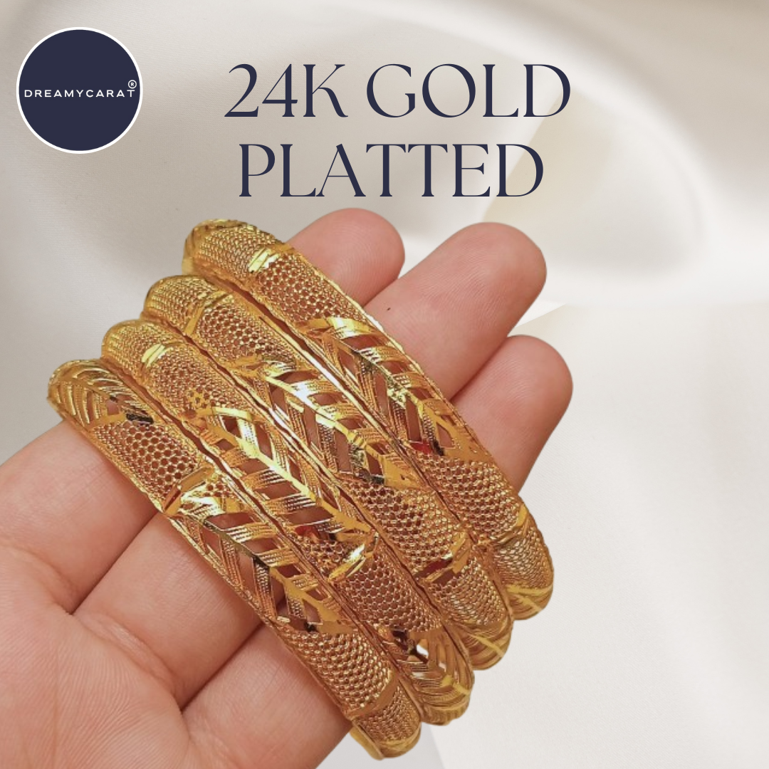 Gold Plated Bangles 4 Pcs | CODE GP-04