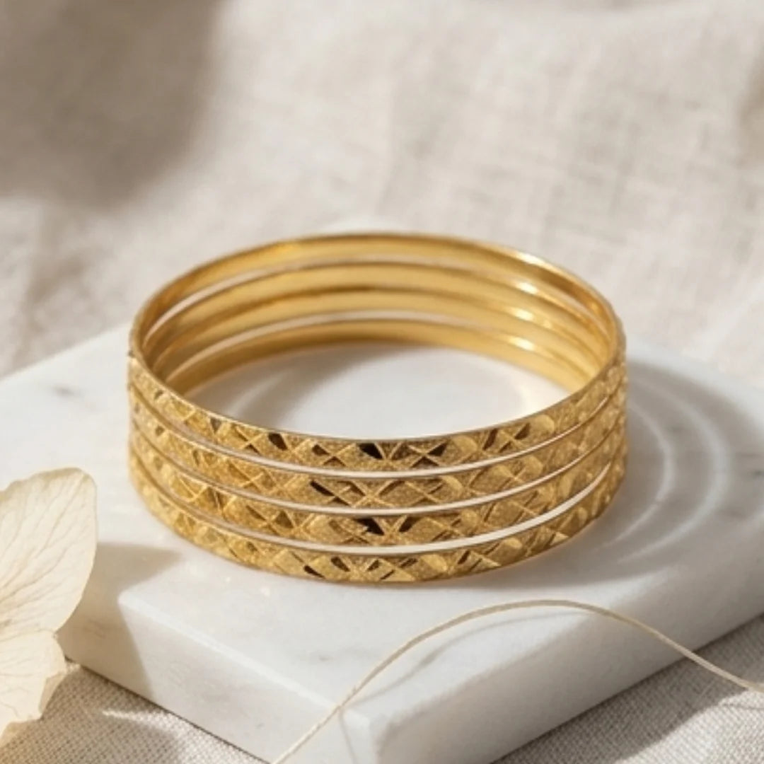 Gold Plated Bangles 4 Pcs | CODE GP-14