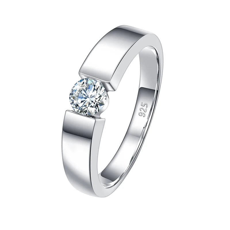Moissanite Ring Solid Sterling Silver 925 Certified Ring