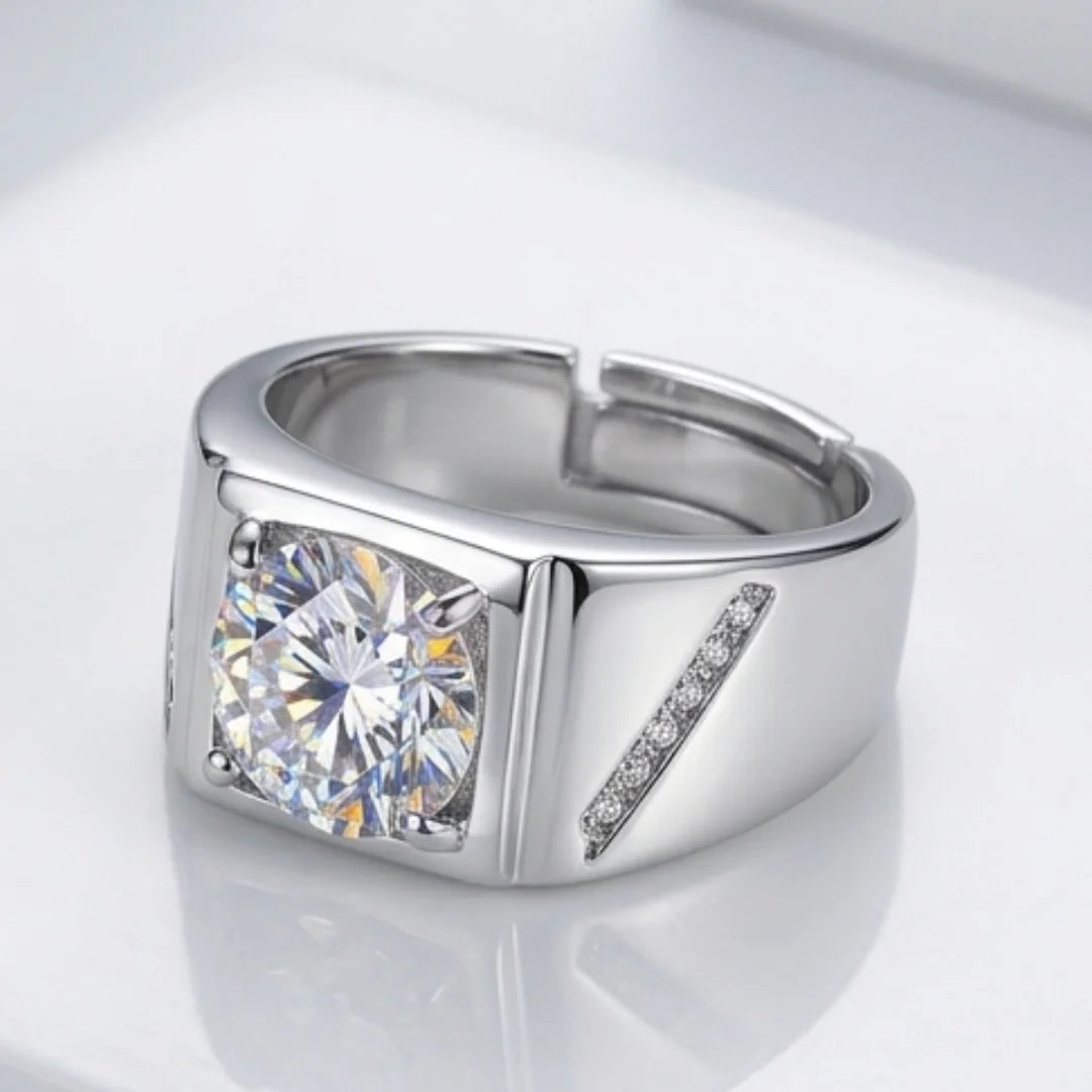 Men's Ring with 2CT Certified Moissanite - Perfect for Weddings Birthdays