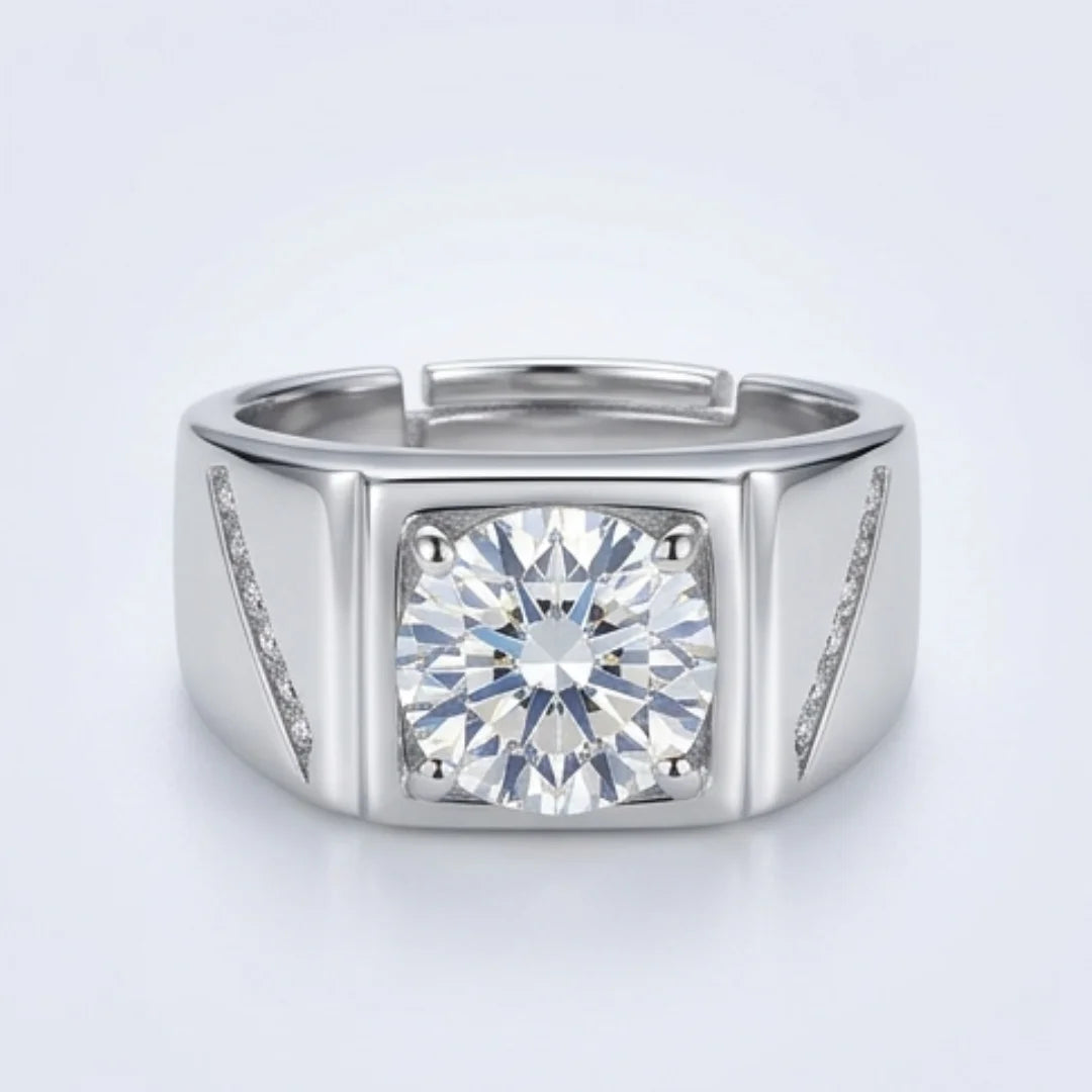 Men's Ring with 2CT Certified Moissanite - Perfect for Weddings Birthdays