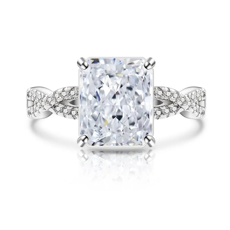S925 Moissanite Diamond Emerald Cut Ring