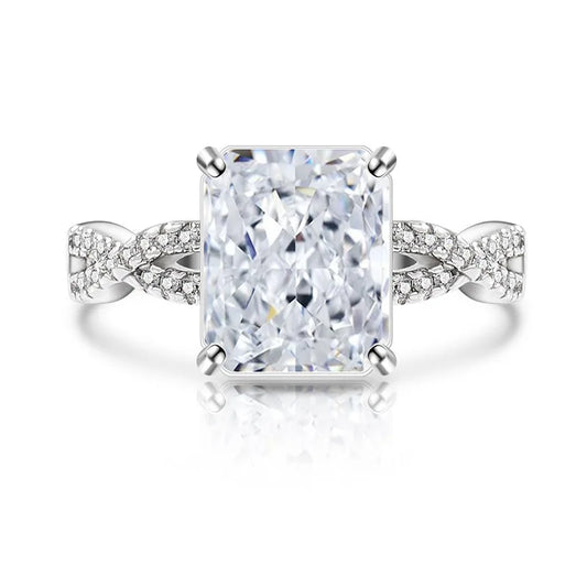 S925 Moissanite Diamond Emerald Cut Ring