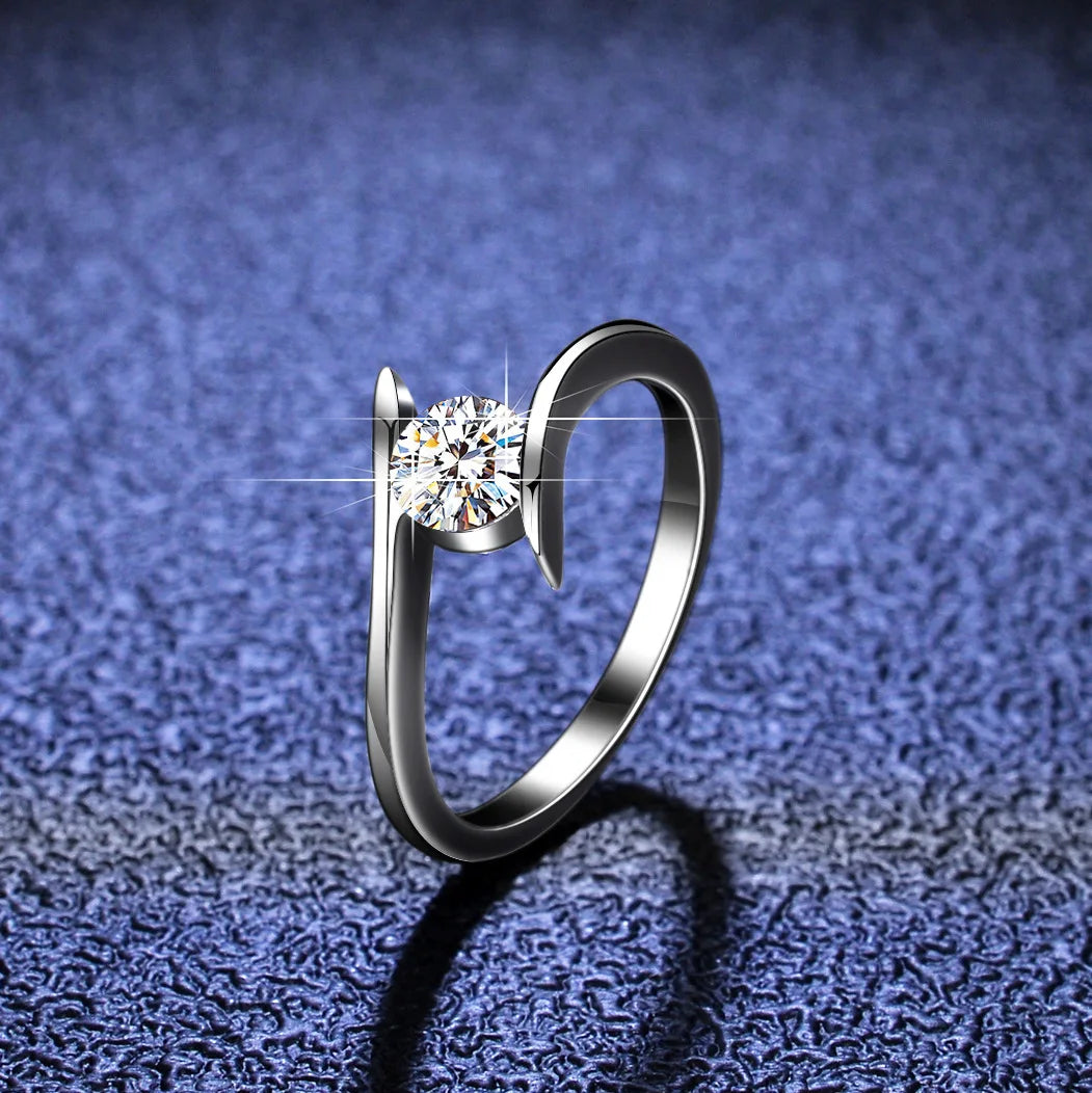 Silver Ring for Women with Moissanite Destiny Design