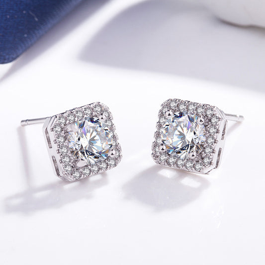 Moissanite Diamond S925 Ear Stud Earrings for Women