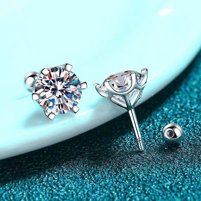 Moissanite Diamond S925 Ear Stud Earrings for Women – Sparkling Fine Handcrafted Silver Jewelry