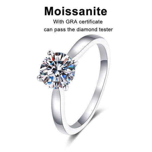 4 Prongs Moissanite Dimond Ring VVS1 S925 Ring