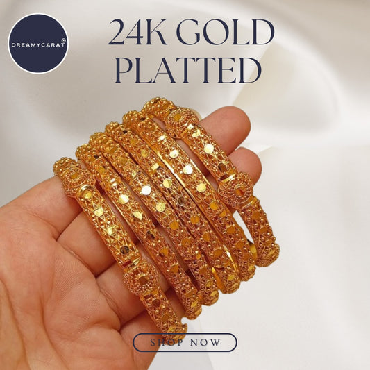 Gold Plated Bangles 6 Pcs | CODE GP-07