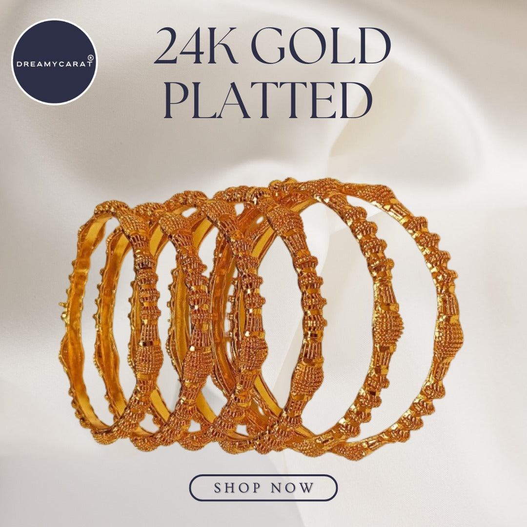 Gold Plated Bangles 6 Pcs | CODE GP-08