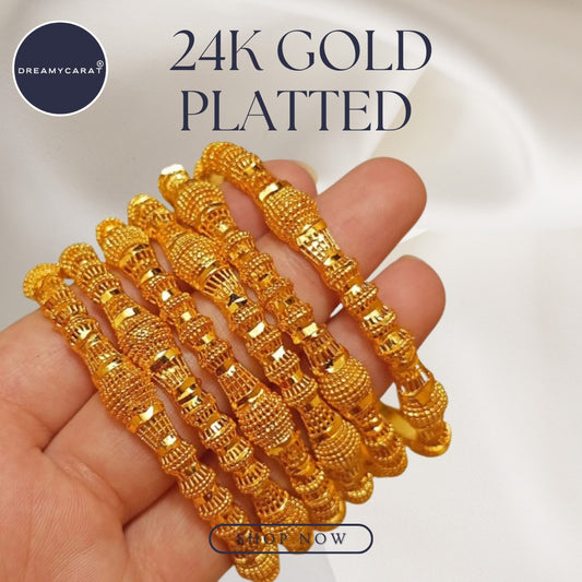 Gold Plated Bangles 6 Pcs | CODE GP-08