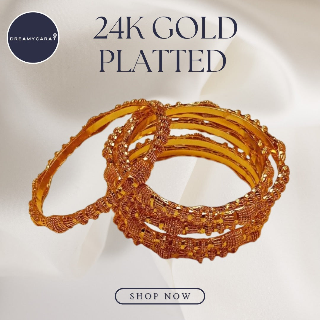 Gold Plated Bangles 6 Pcs | CODE GP-08