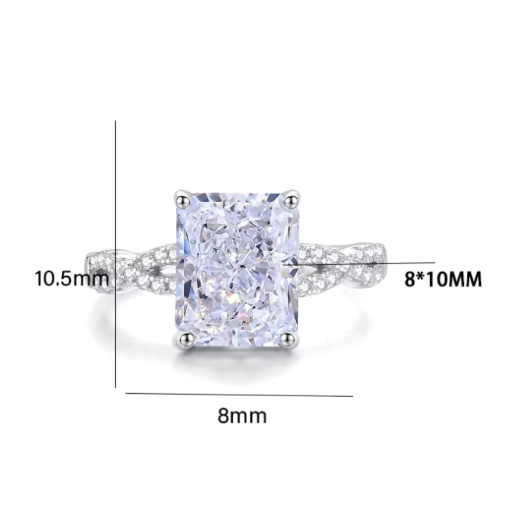 S925 Moissanite Diamond Emerald Cut Ring