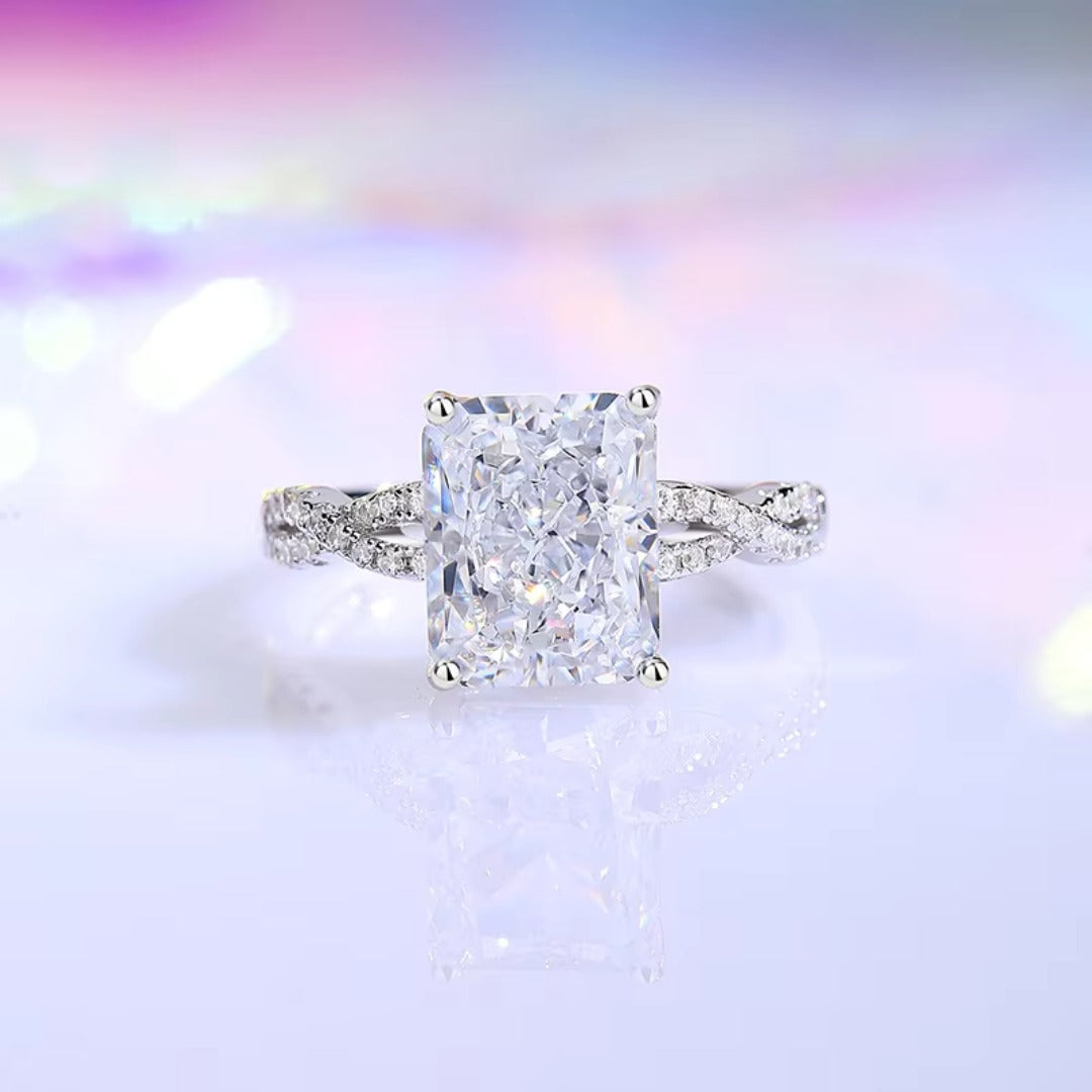 S925 Moissanite Diamond Emerald Cut Ring