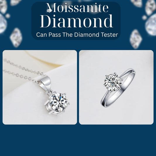 Moissanite Diamond Jewelry Set for Women Circle shape Pendant and Ring