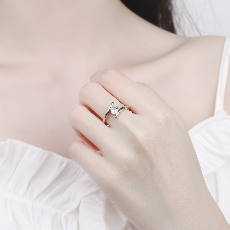 Silver Ring for Women with Moissanite Destiny Design