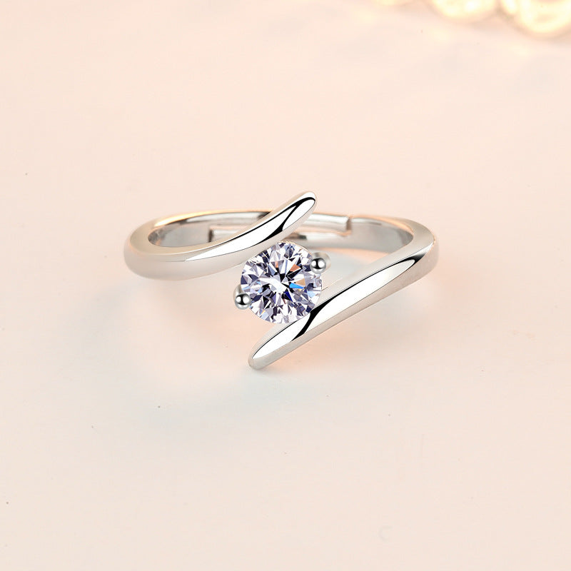 Silver Ring for Women with Moissanite Destiny Design