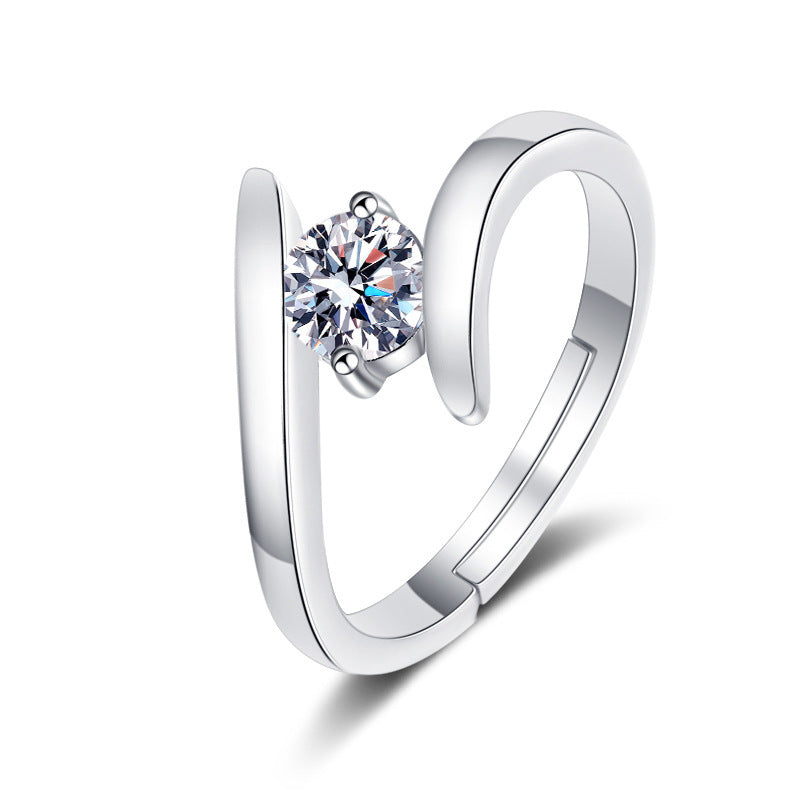 Silver Ring for Women with Moissanite Destiny Design
