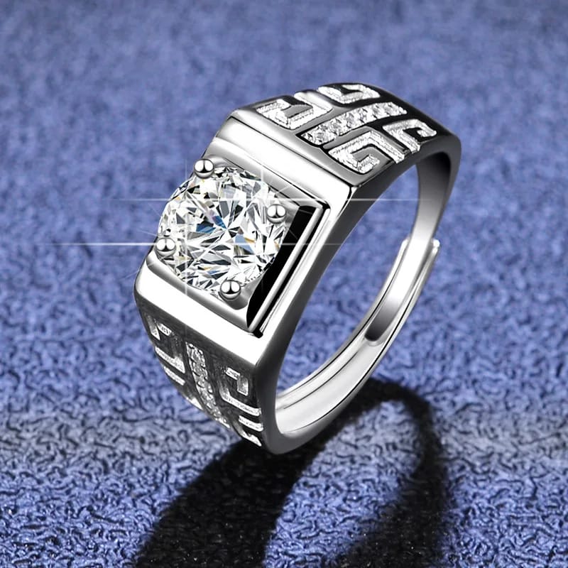 Men's Ring with 1CT Certified Moissanite - Perfect for Weddings & Birthdays