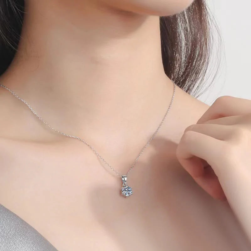 Moissanite Diamond Jewelry Set for Women Circle shape Pendant and Ring