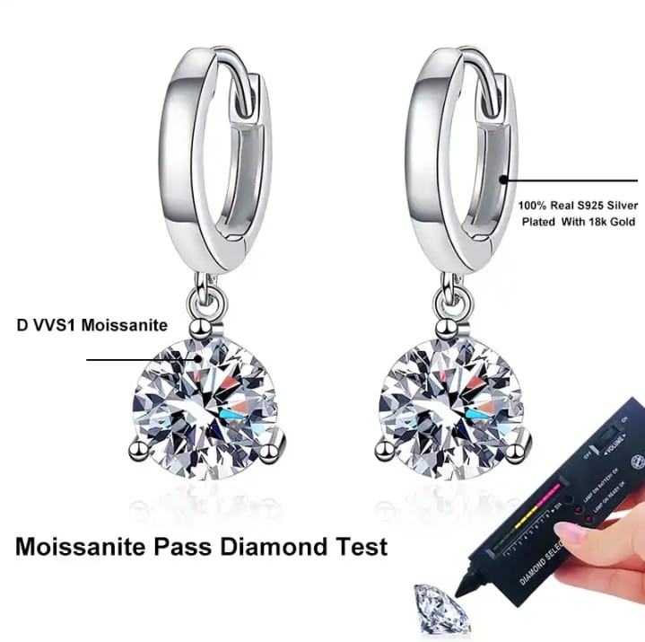 Moissanite Diamond S925 Jewelry Set for Women Circle shape Pendant Necklace and Earrings