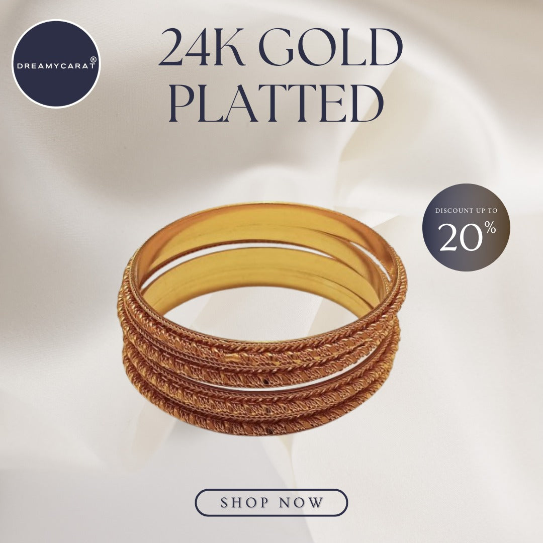 Gold Plated Bangles 4 Pcs | CODE GP-01