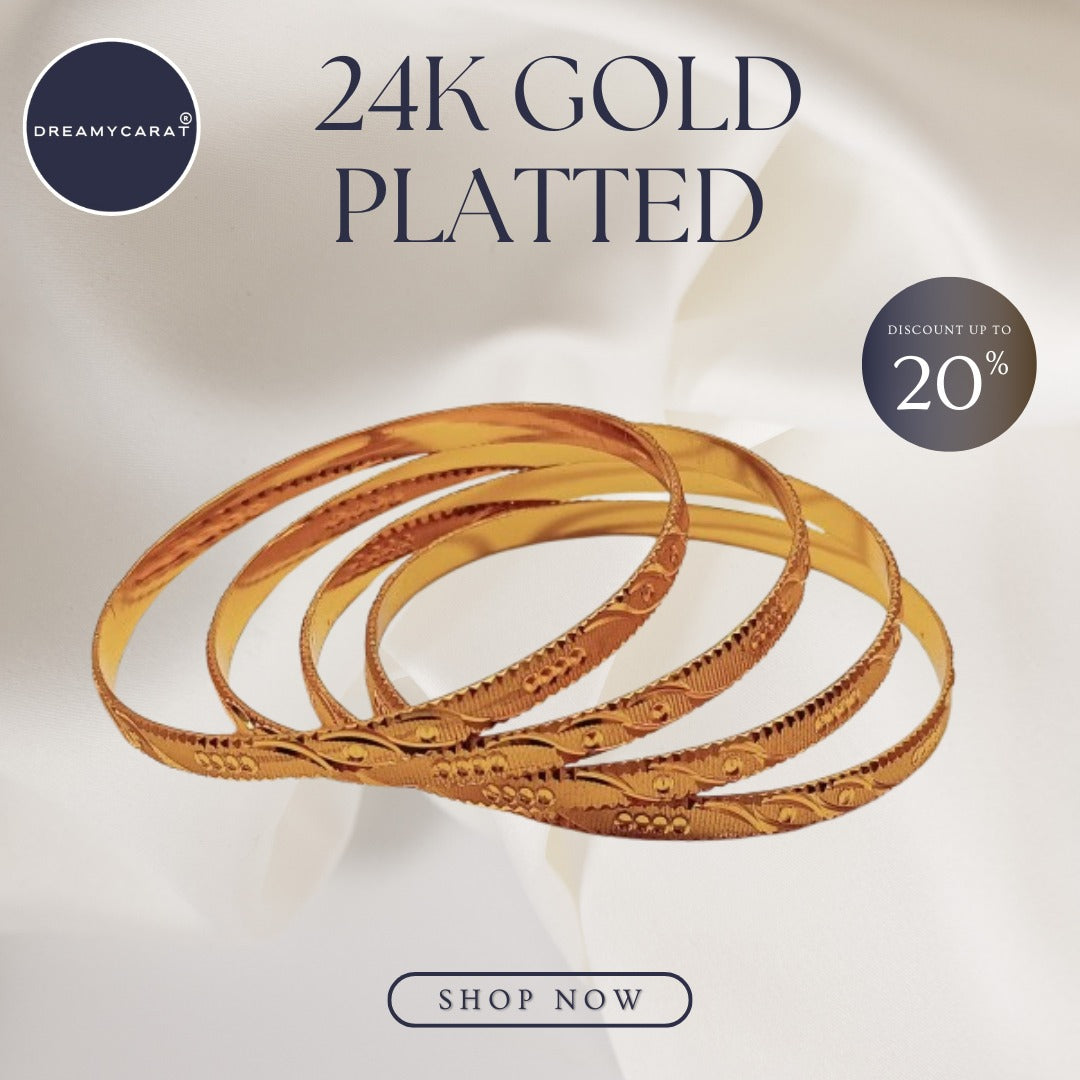 Gold Plated Bangles 4 Pcs | CODE GP-02