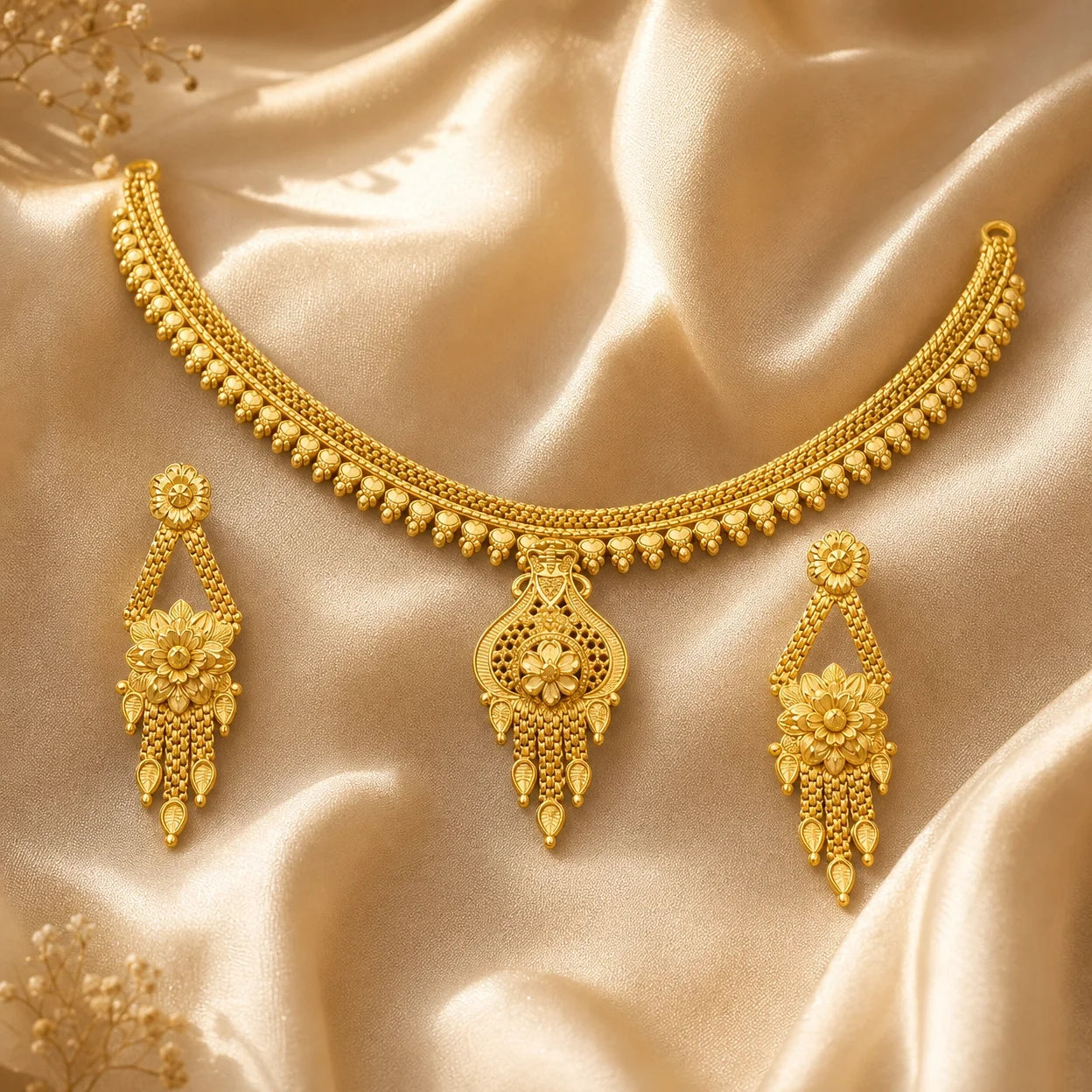 Gold Platted Necklace Set | Necklace + Earring | NS-10