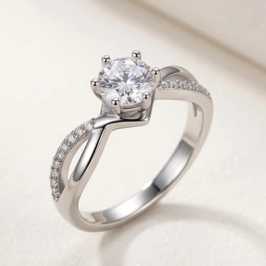 VVS1 Moissanite Diamond Silver Ring