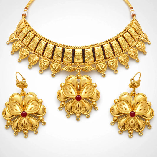 Gold Platted Necklace Set | Necklace + Earring | NS-10