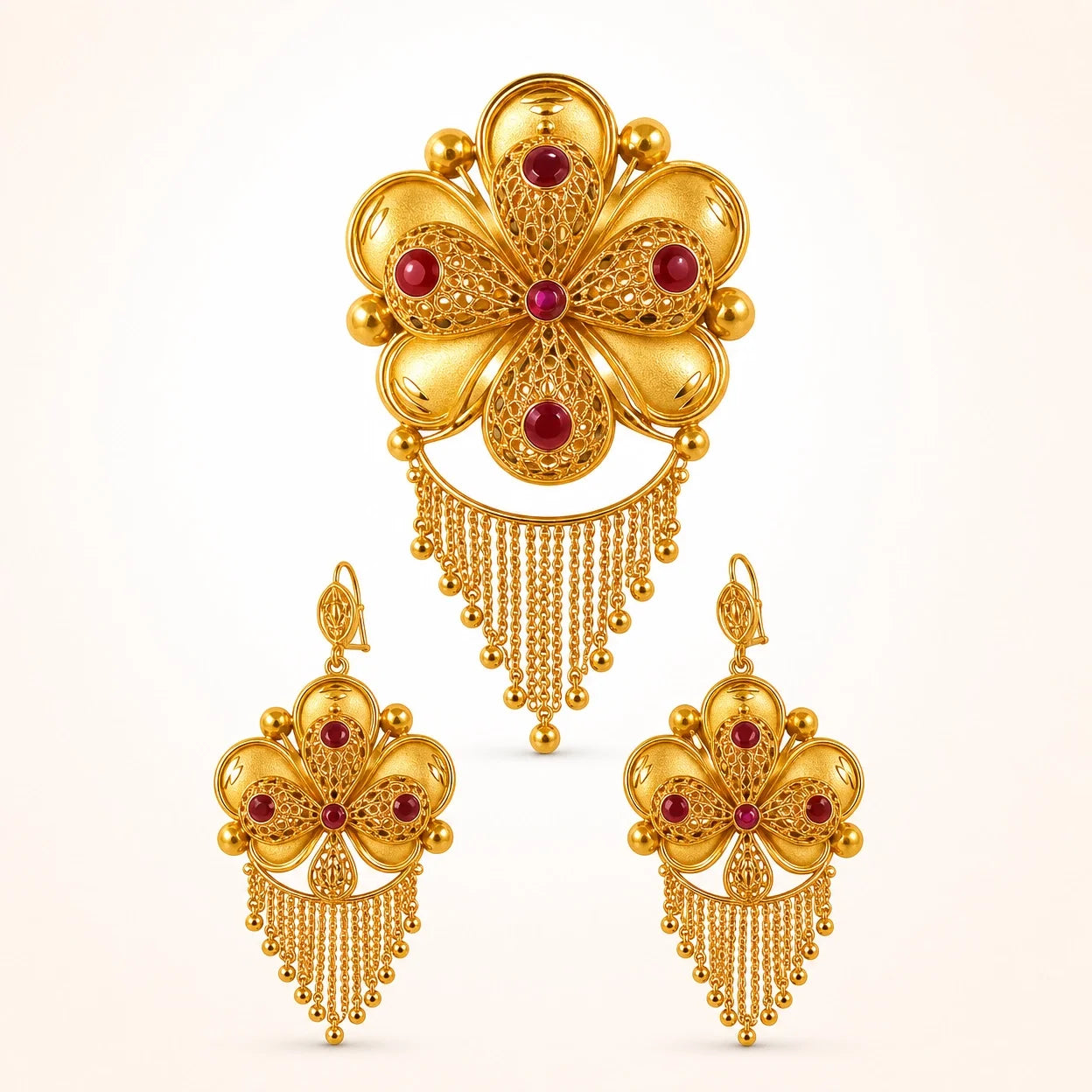 Gold Platted Necklace Set | Necklace + Earring | NS-09