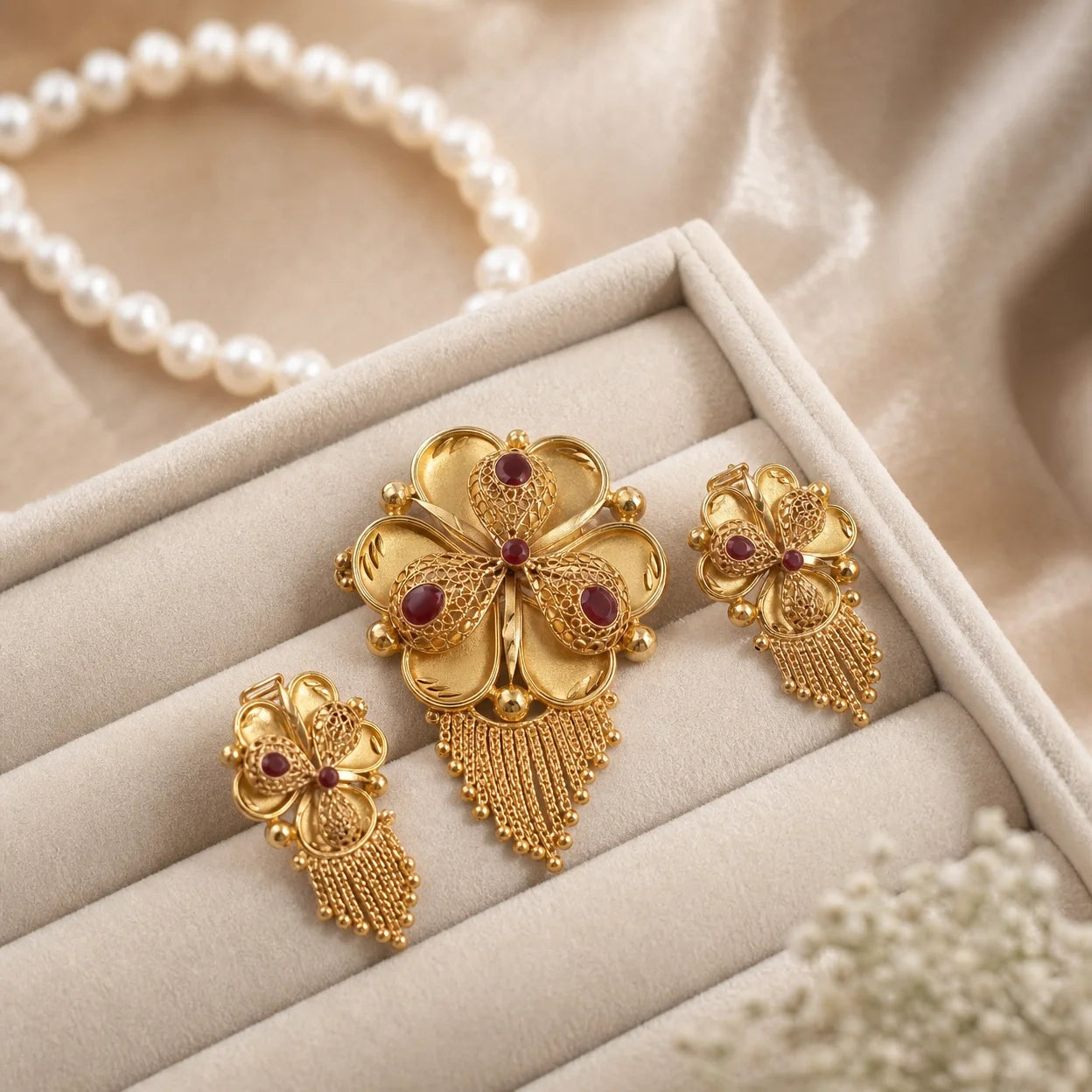 Gold Platted Necklace Set | Necklace + Earring | NS-09